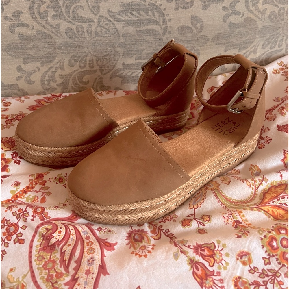 NATURALIZER Waverly Platform Closed Toe Espadrilles Sandals Ankle Strap Size 6M
